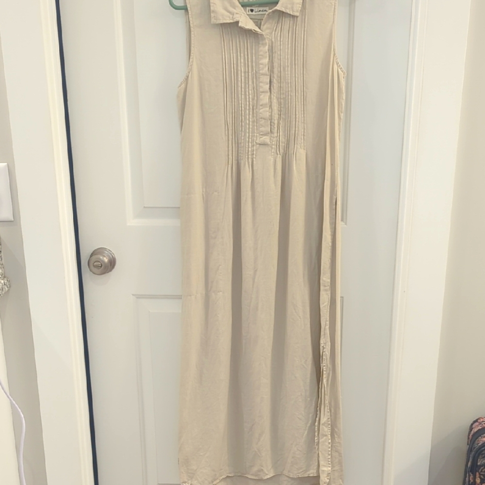 Malvin I Love Linen Sleeveless Beige Maxi Dress